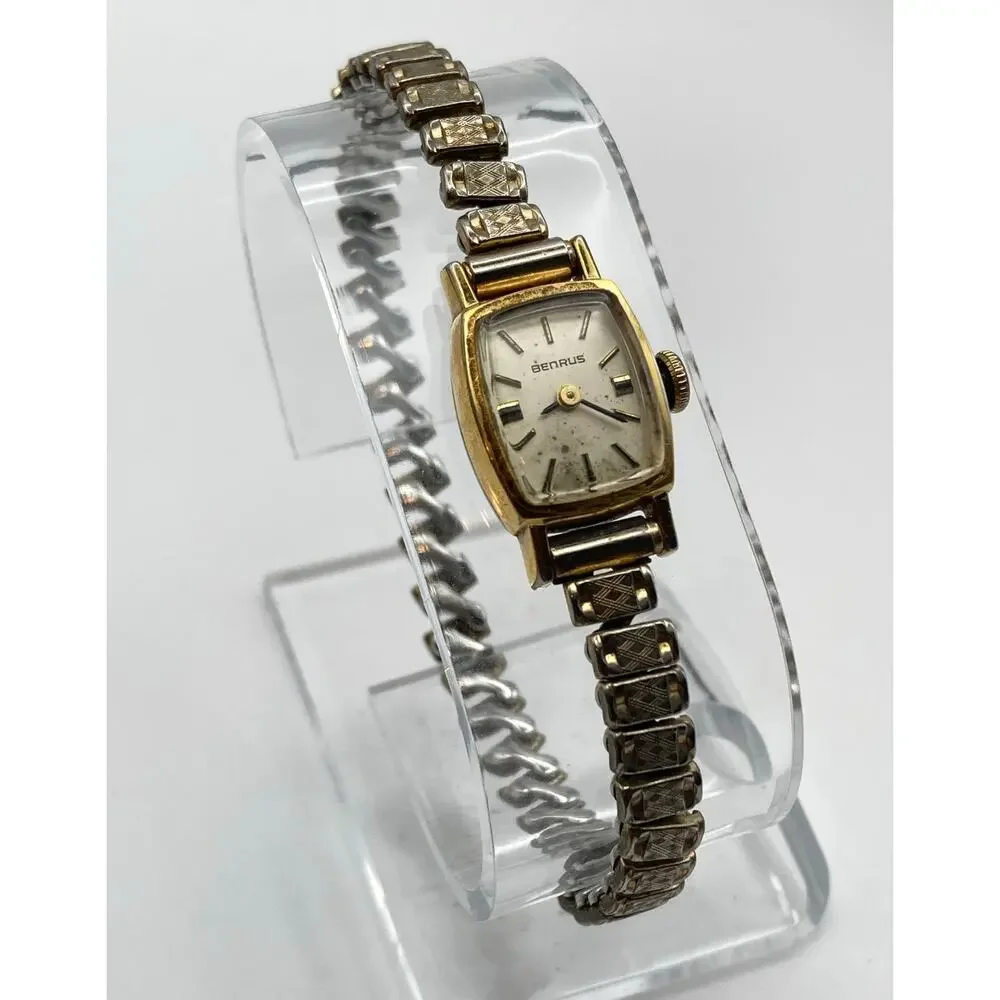 VTG Benrus Mechanical Wind Up Women's Petite Dress Watch 15mm - Expandable Runs